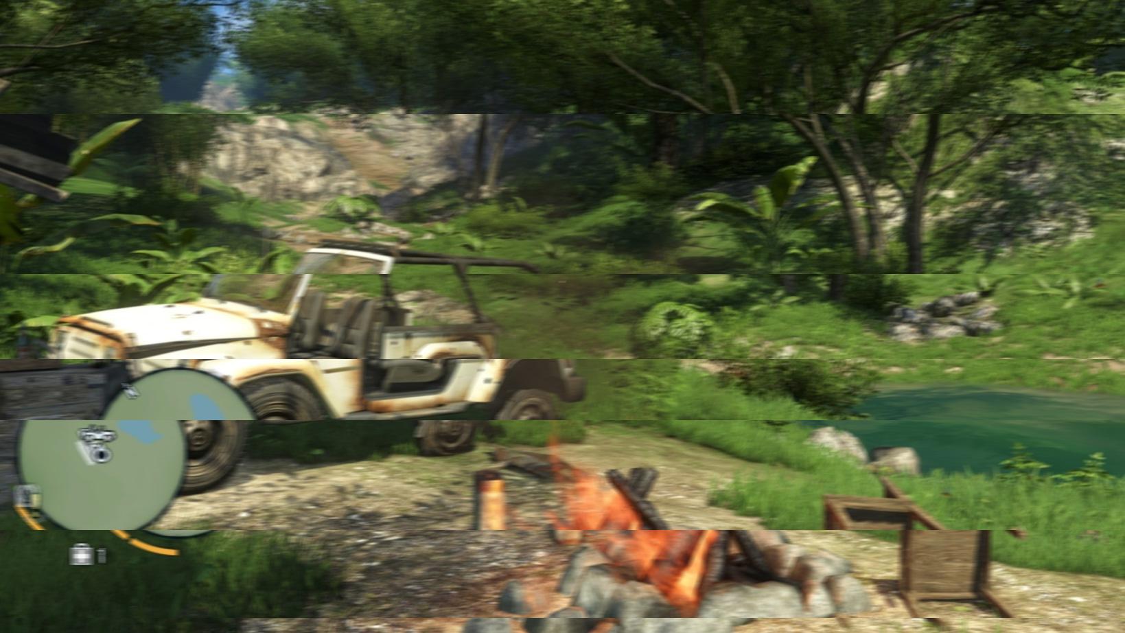 Et eksempel på tearing.Foto: Fingert illustrasjon fra Far Cry 3