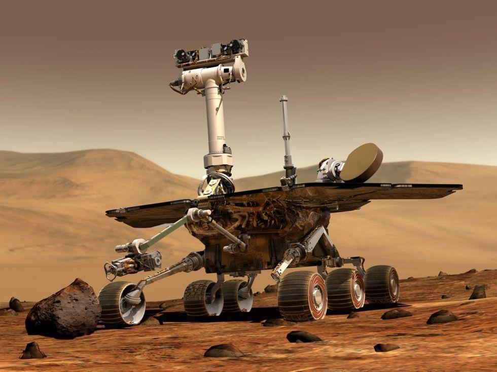 OPPORTUNITY: En datagenerert tegning av Opportunity i aksjon på Mars. Foto: NASA