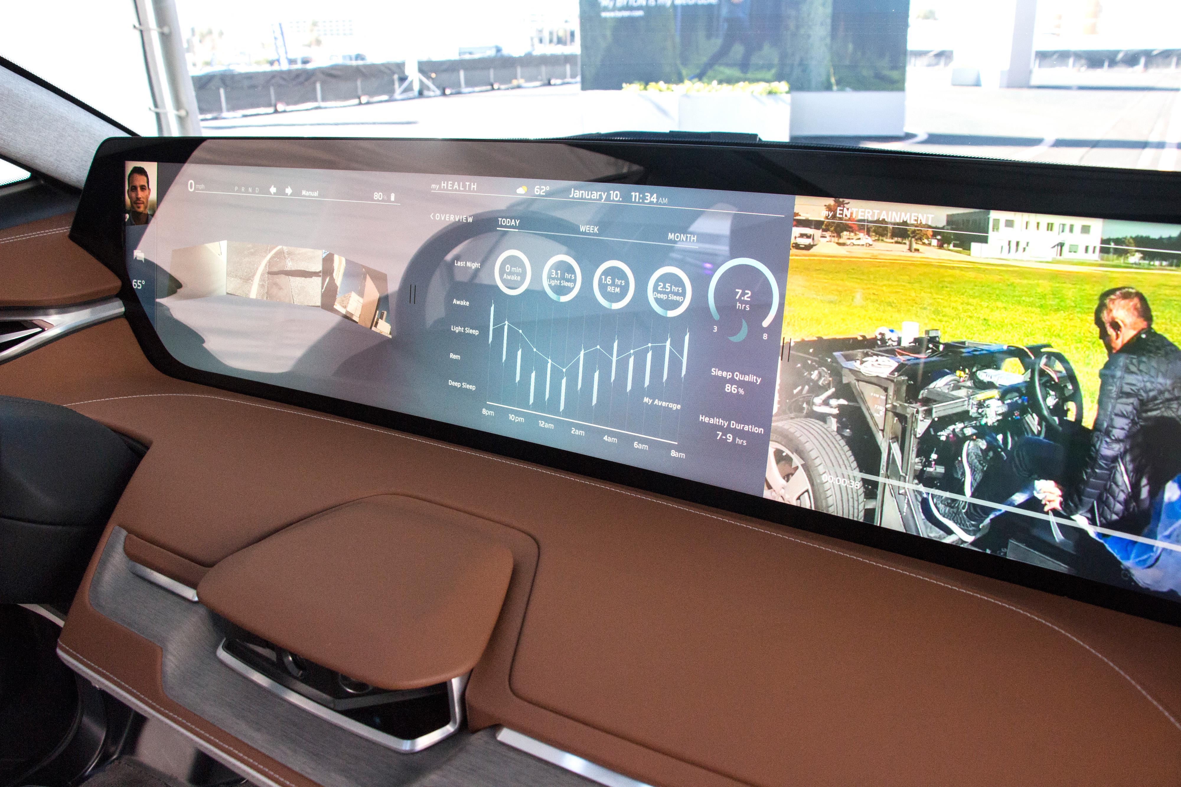 Den 48 tommer store skjermen foran er bare ett av elementene i måten Byton vil forandre hvordan vi interagerer med bilen på.