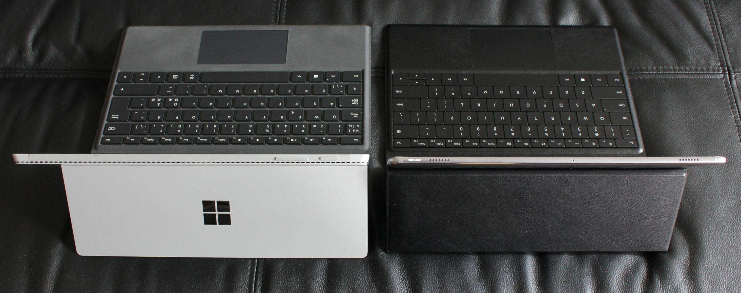 MateBook og Surface Pro 4 har litt til felles, som avtagbart tastaturdeksel. Rent utseendemessig er MateBook litt tynnere, litt mindre og gjør seg bedre i skinnsofa'n.