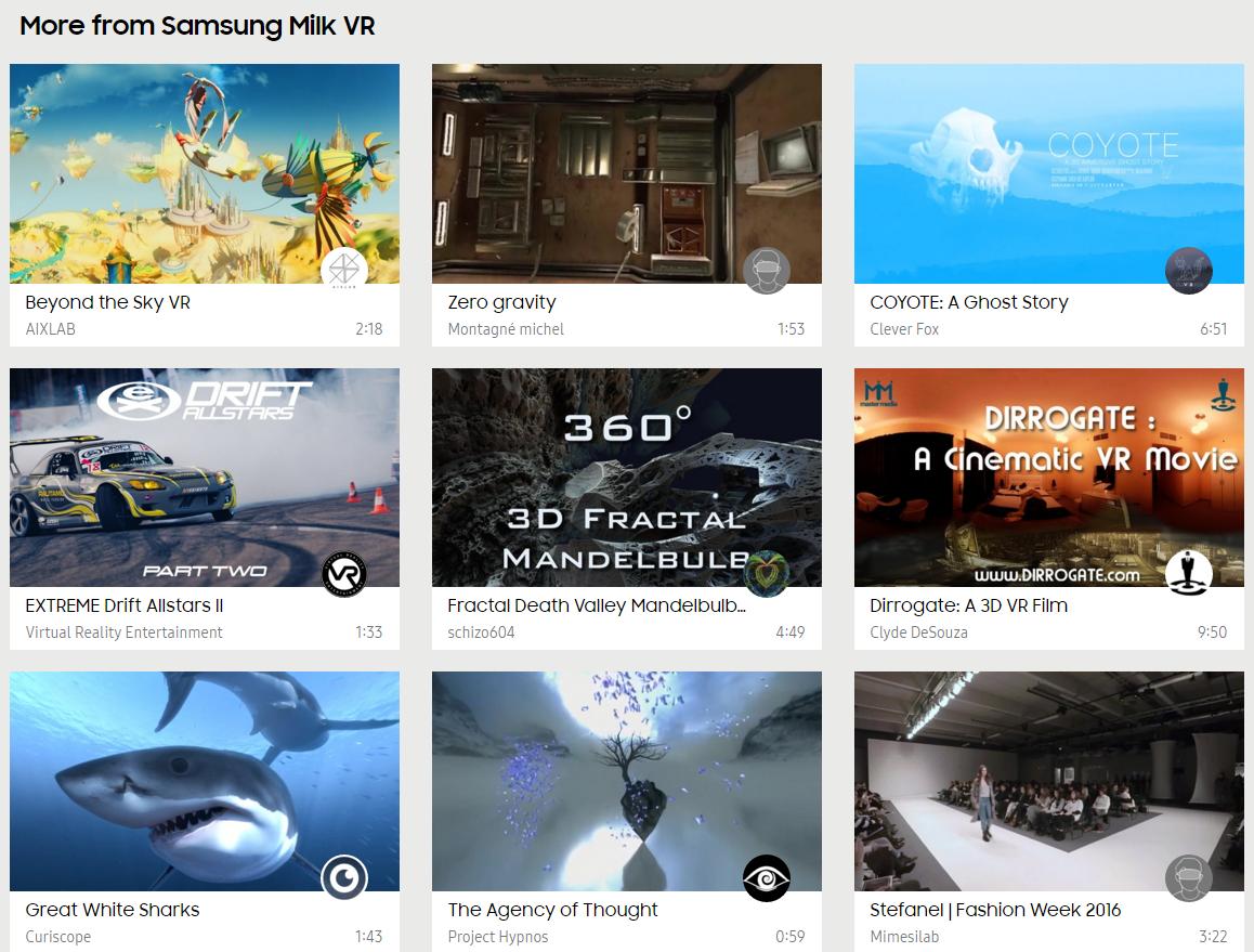 Utvalget av Samsungs Milk VR-innhold øker stadig.