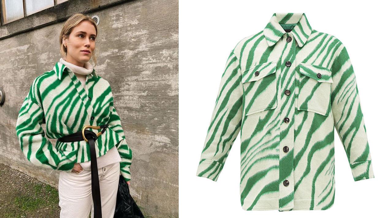 KUL I GRØNT: Influencer Annabel Rosendahl i jakke fra Isabel Marant. Foto: Privat @annabelrosendahl/Produsenten.
