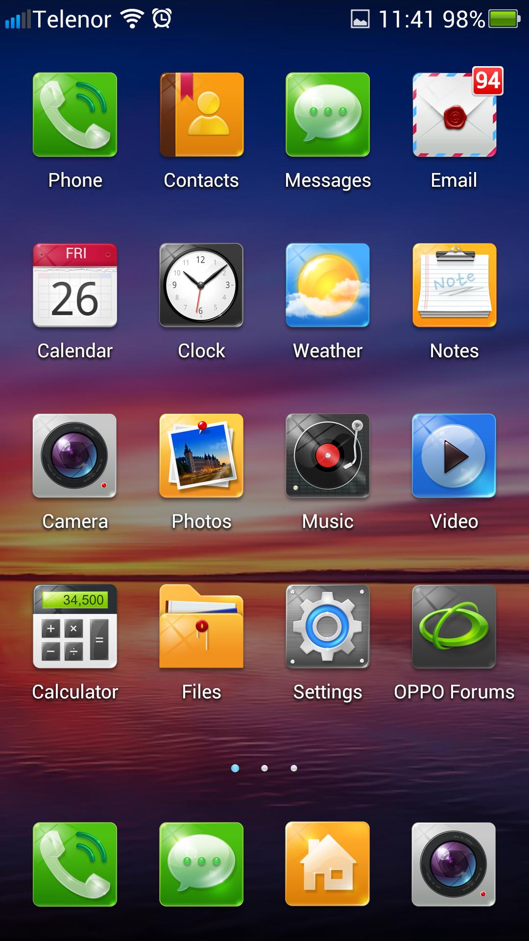 Slik ser Oppos tilpassede utgave av Android ut.