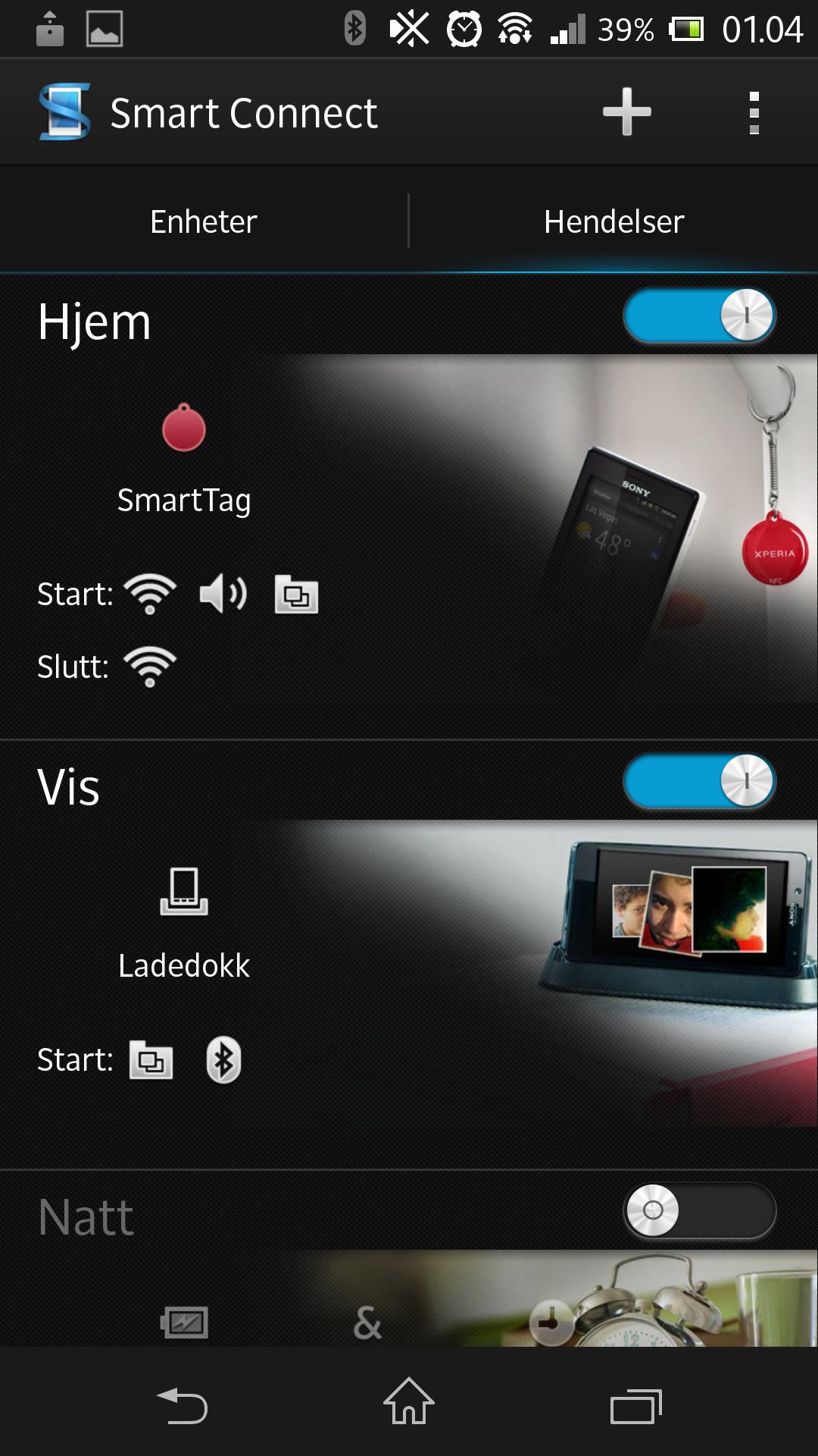 Smart Connect styrer NFC- og DLNA-funksjonene i telefonen.Foto: Finn Jarle Kvalheim, Amobil.no