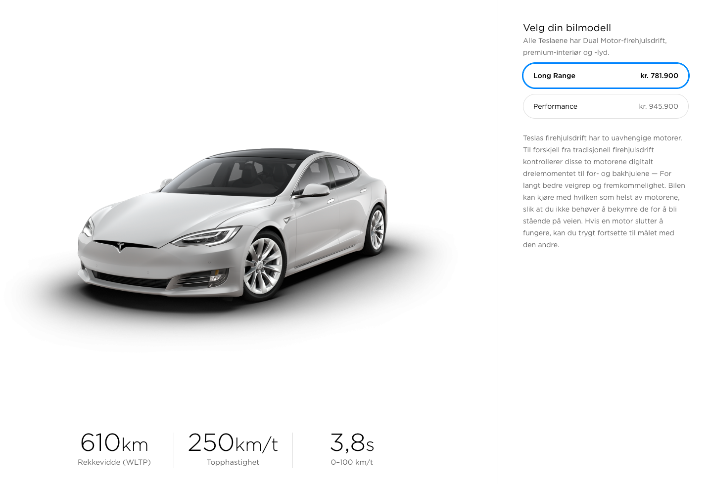 Long Range-modellen er nå den rimeligste varianten av Tesla Model S.