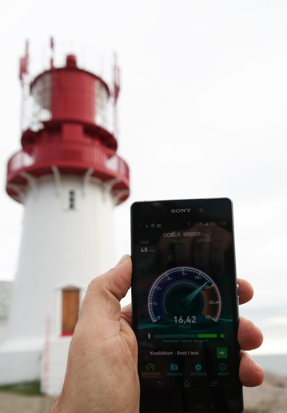 Vi testet mobilt bredbånd på Norges nordligste, vestligste og her, på Norges sørligste punkt.Foto: Espen Irwing Swang, Amobil.no