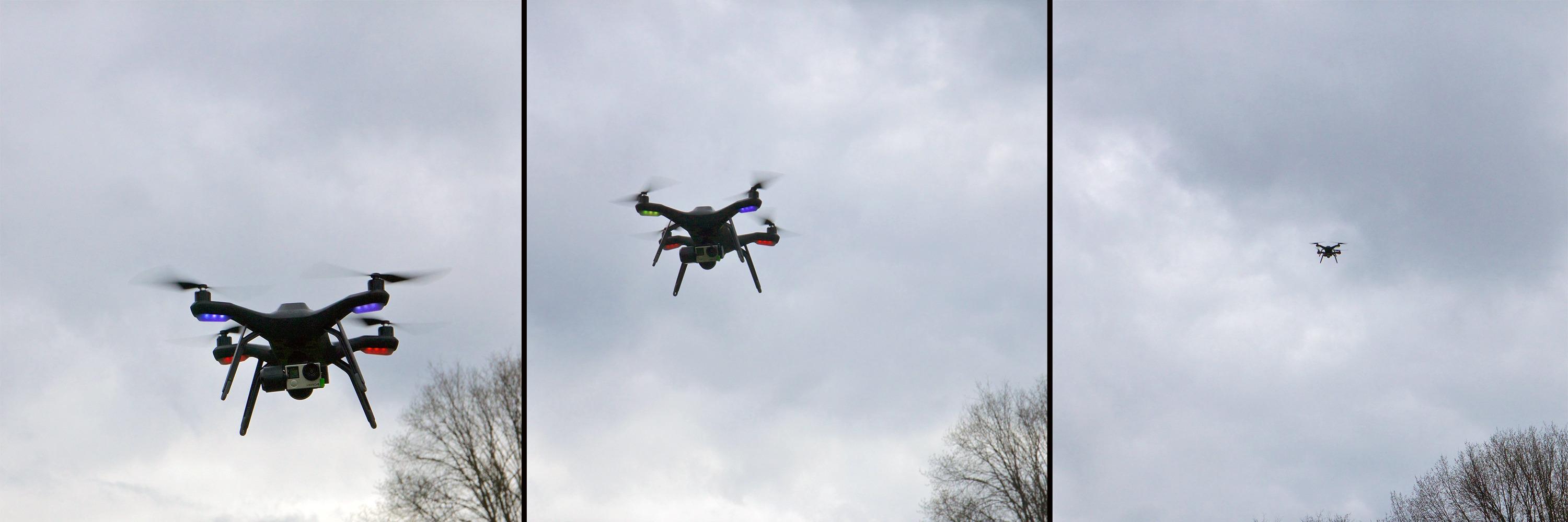 Her demonstreres Selfie-modusen, som lar dronen fly langt ut eller inn mens den holder bilderammen rundt et fast punkt.