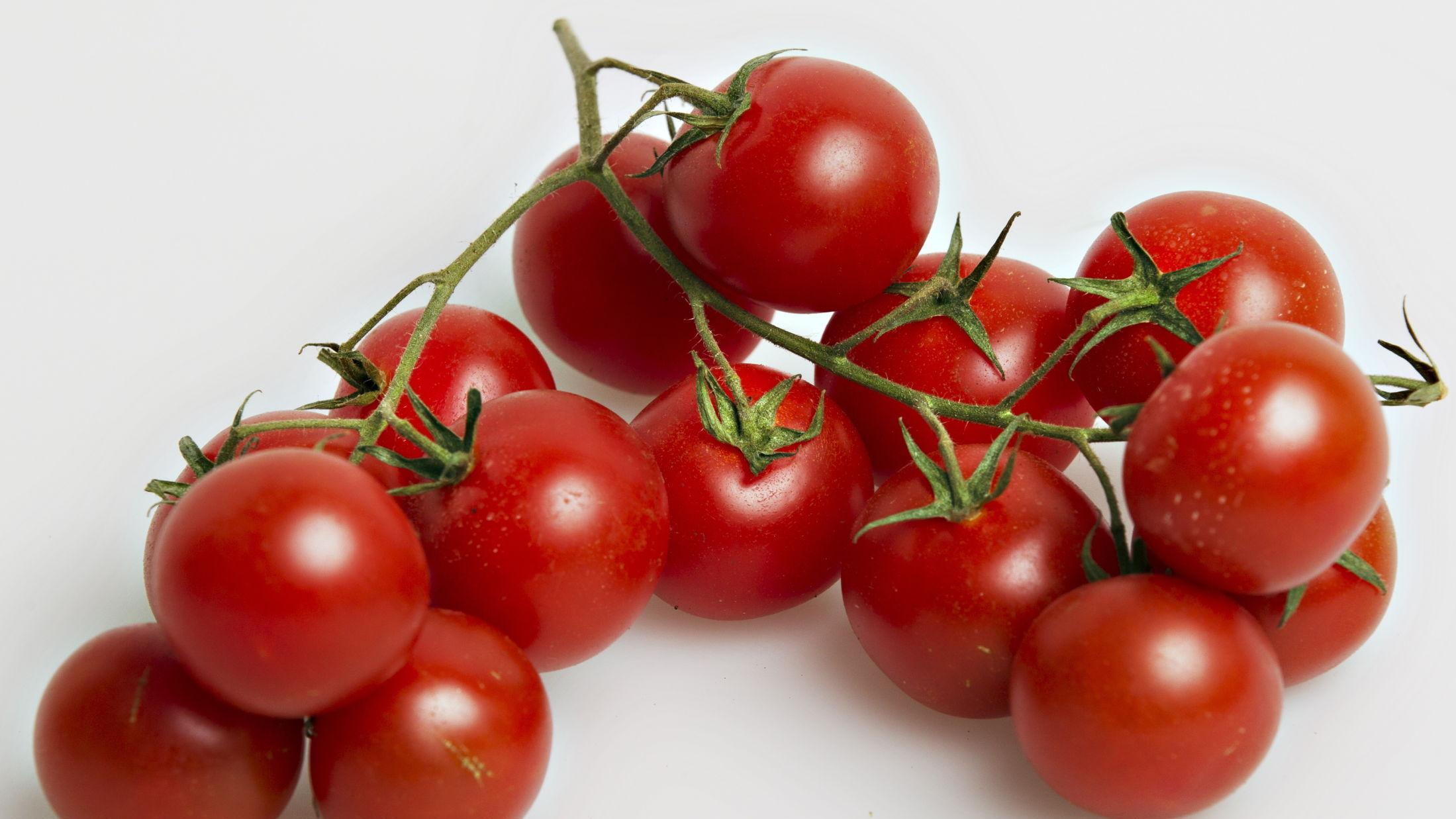SMÅ OG RØDE: Cherrytomater er små, men gir store avlinger. Foto: Roger Neumann