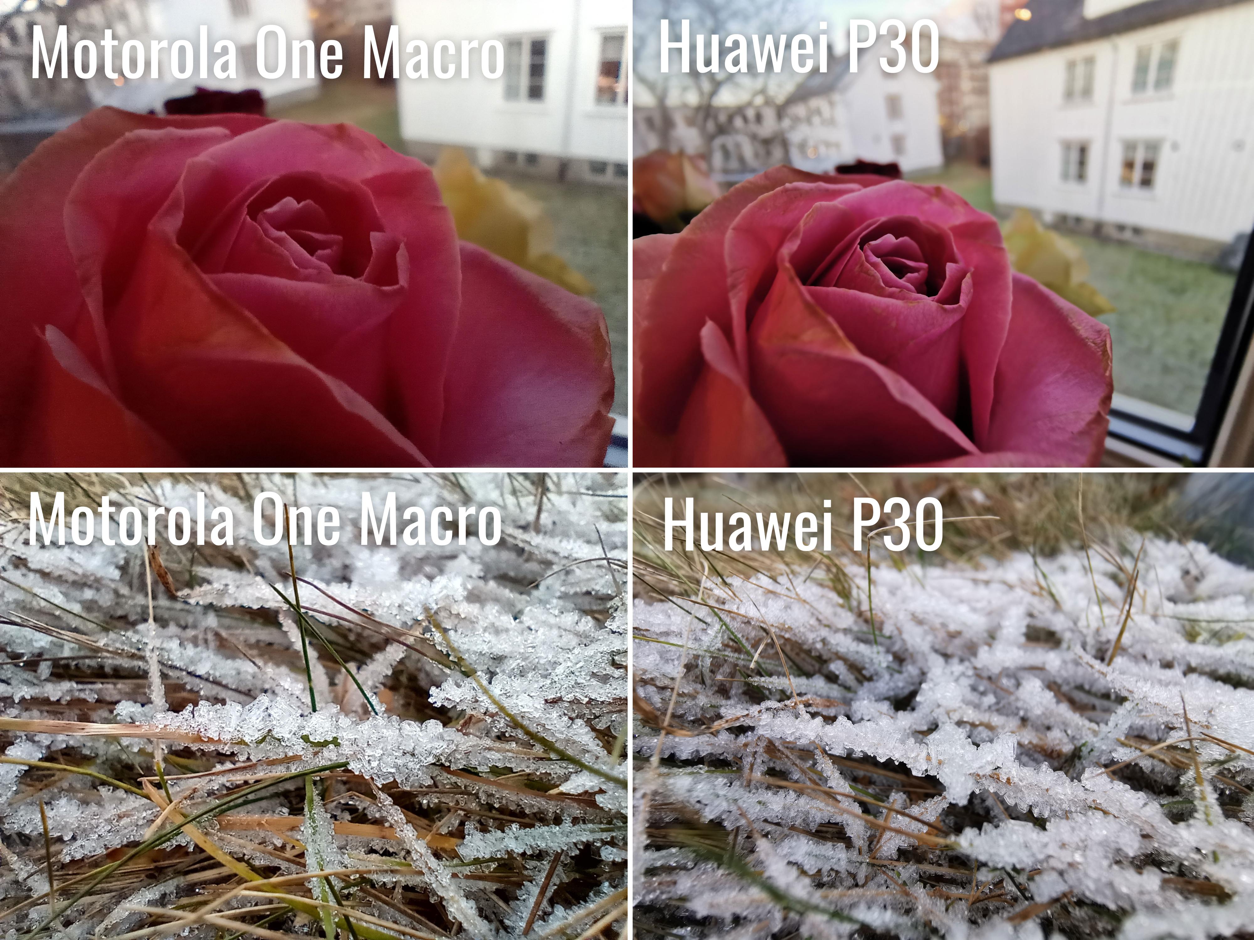 Andre telefoner, som Huawei P30, kan bruke vidvinkelkameraet sitt som makrokameraet. Og kvaliteten er naturlig nok betraktelig bedre.
