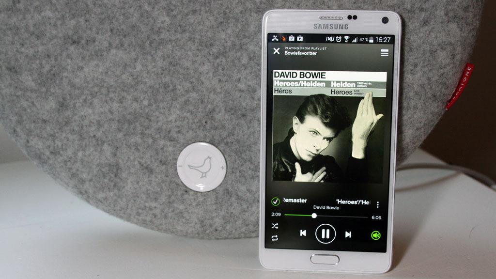Galaxy Note 4 har en høyst kapabel musikkspiller. Den gir også god lyd ved avspilling av musikkstrømmer fra nettet.Foto: Espen Irwing Swang, tek.no