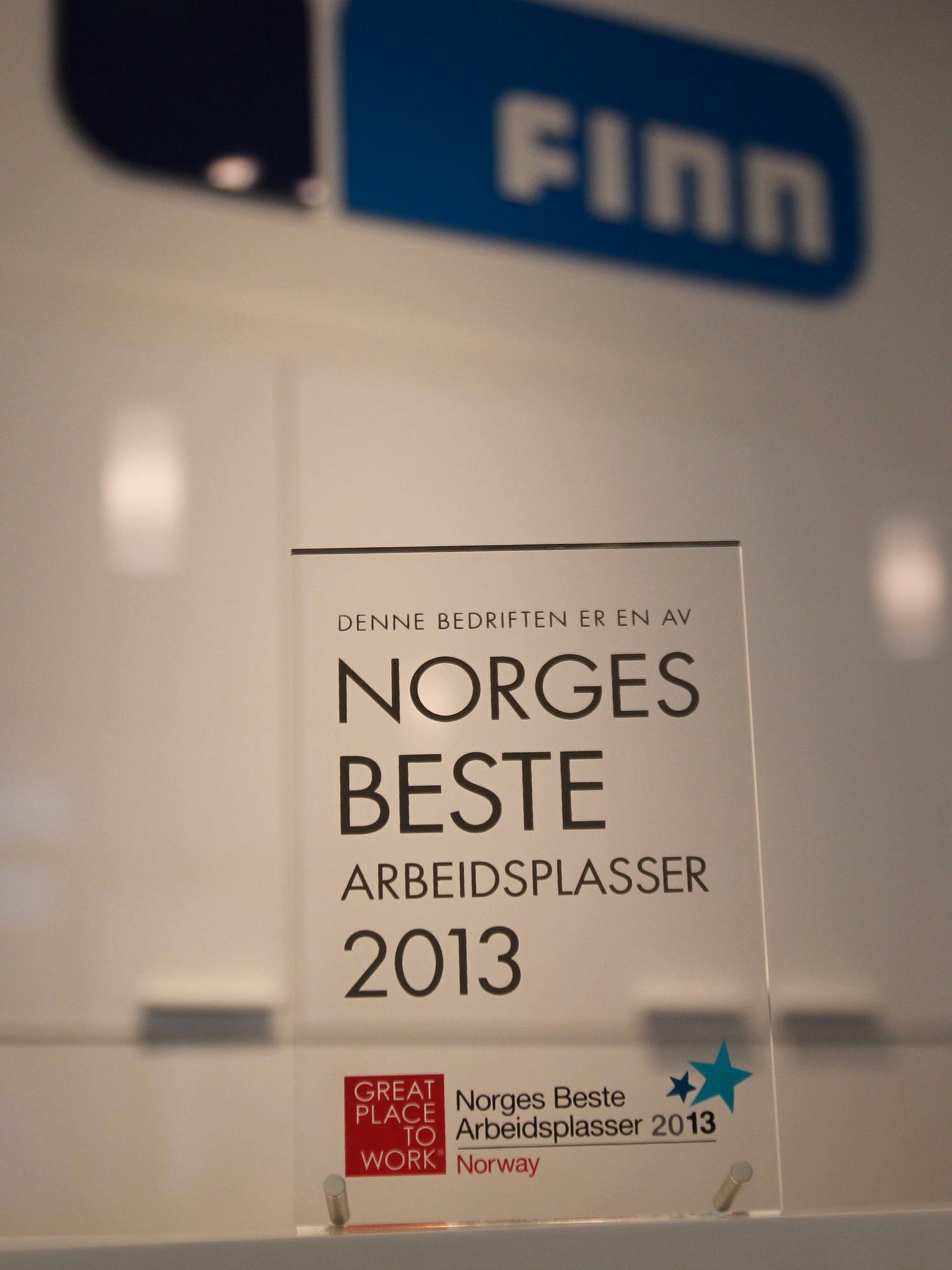 De siste årene har Finn.no ligget i teten i konkurransen om å være Norges beste arbeidsplass. .Foto: Atle Skretting