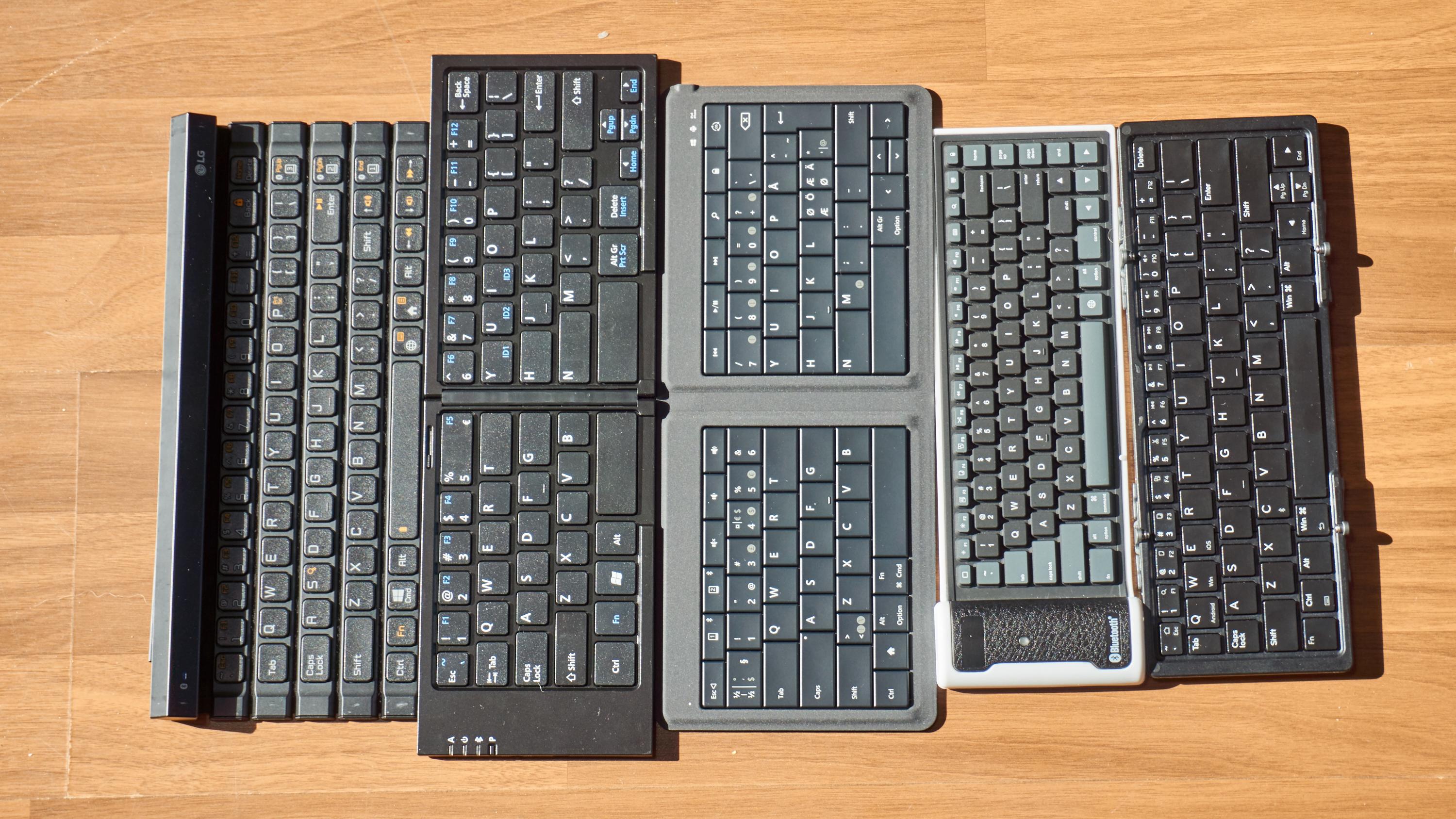 De fem tastaturene er nokså forskjellige størrelsesmessig.