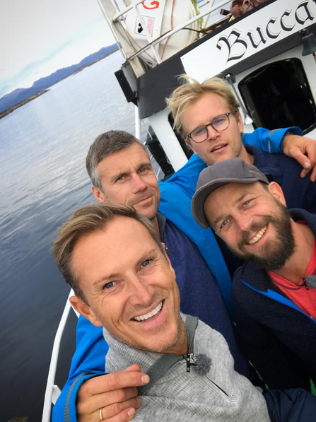 GJENGEN: (Fra v.) Halvor Bakke, Jørgen Gundersen, Gustav Brustad-Nilsen og Ole Rosén-Lystrup. Foto: Halvor Bakke/Instagram