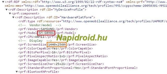 Utdrag fra «user agent profile»-filen som angivelig avslører den kommende S6 Active-modellen. Foto: Napidroid.hu