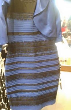 Gull og hvit, eller svart og blå? Hvilke farge ser du?
