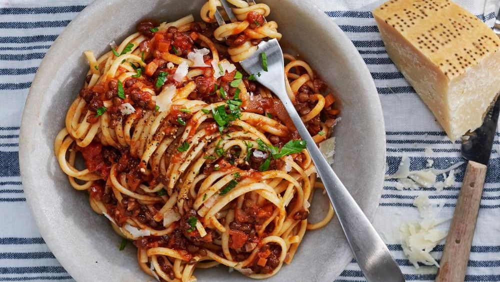 Spaghetti med linsbolognese