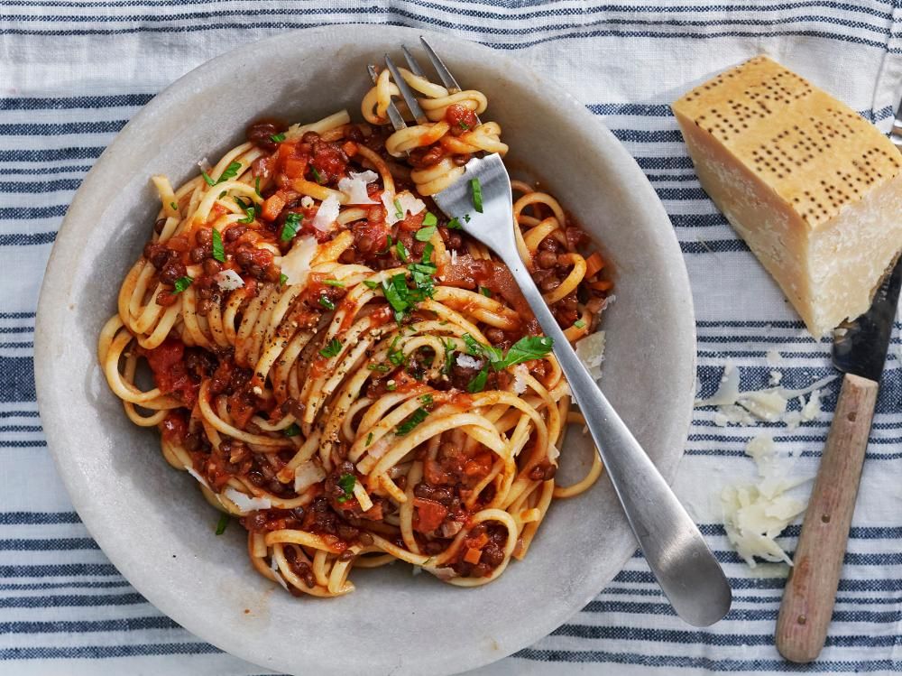 Spaghetti med linsbolognese