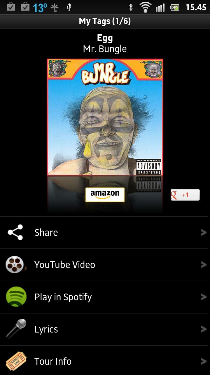 Shazam gir deg en direktelink til Spotify.