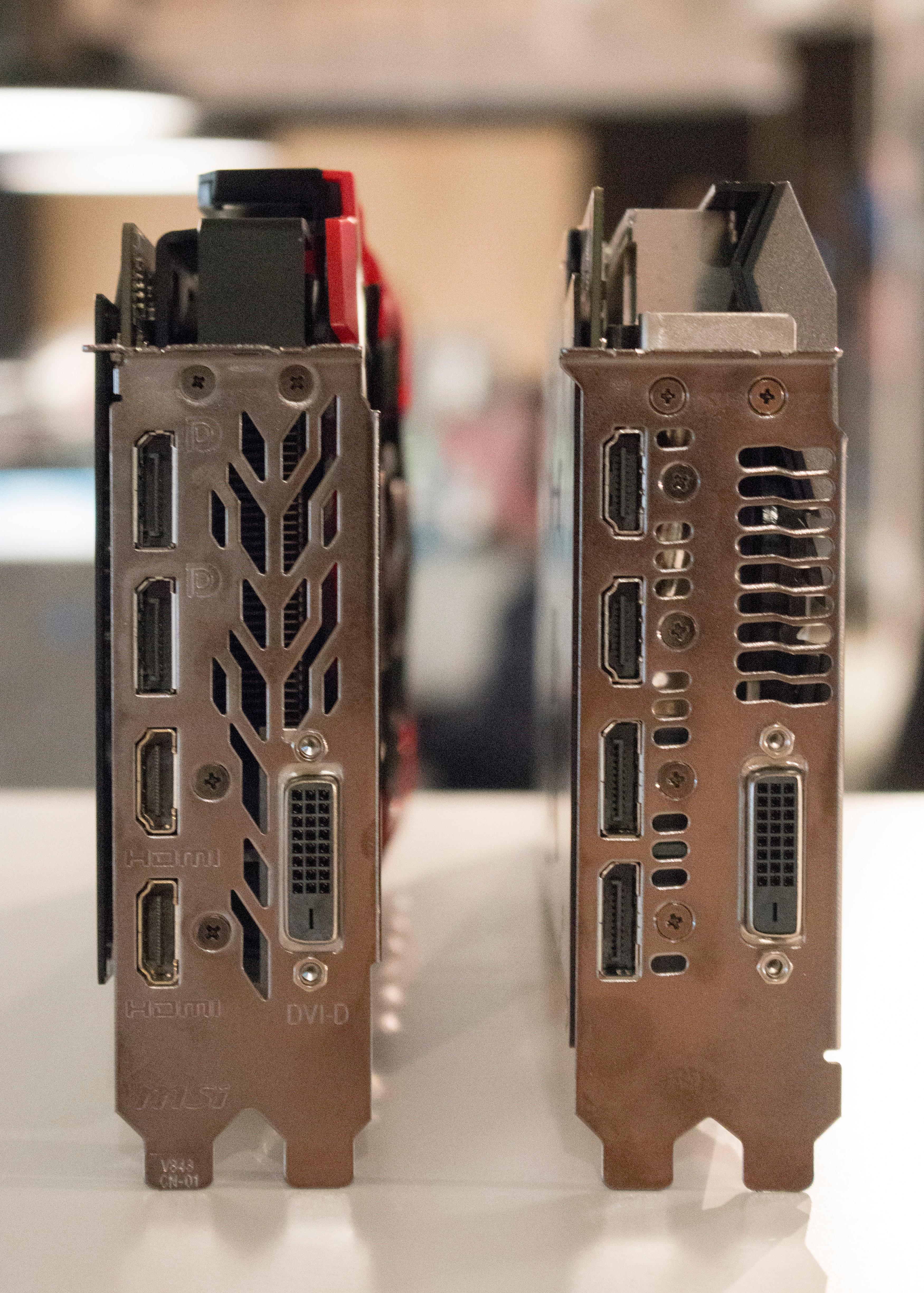 MSI RX 480 Gaming X til venstre, Asus GTX 1060 StriX OC til høyre.