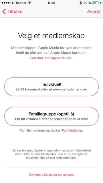 Priser på Apple Music. Foto: Kurt Lekanger / Tek.no