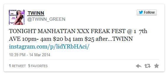 Leietaker inviterte til XXX Freak Fest via Twitter.Foto: Twitter