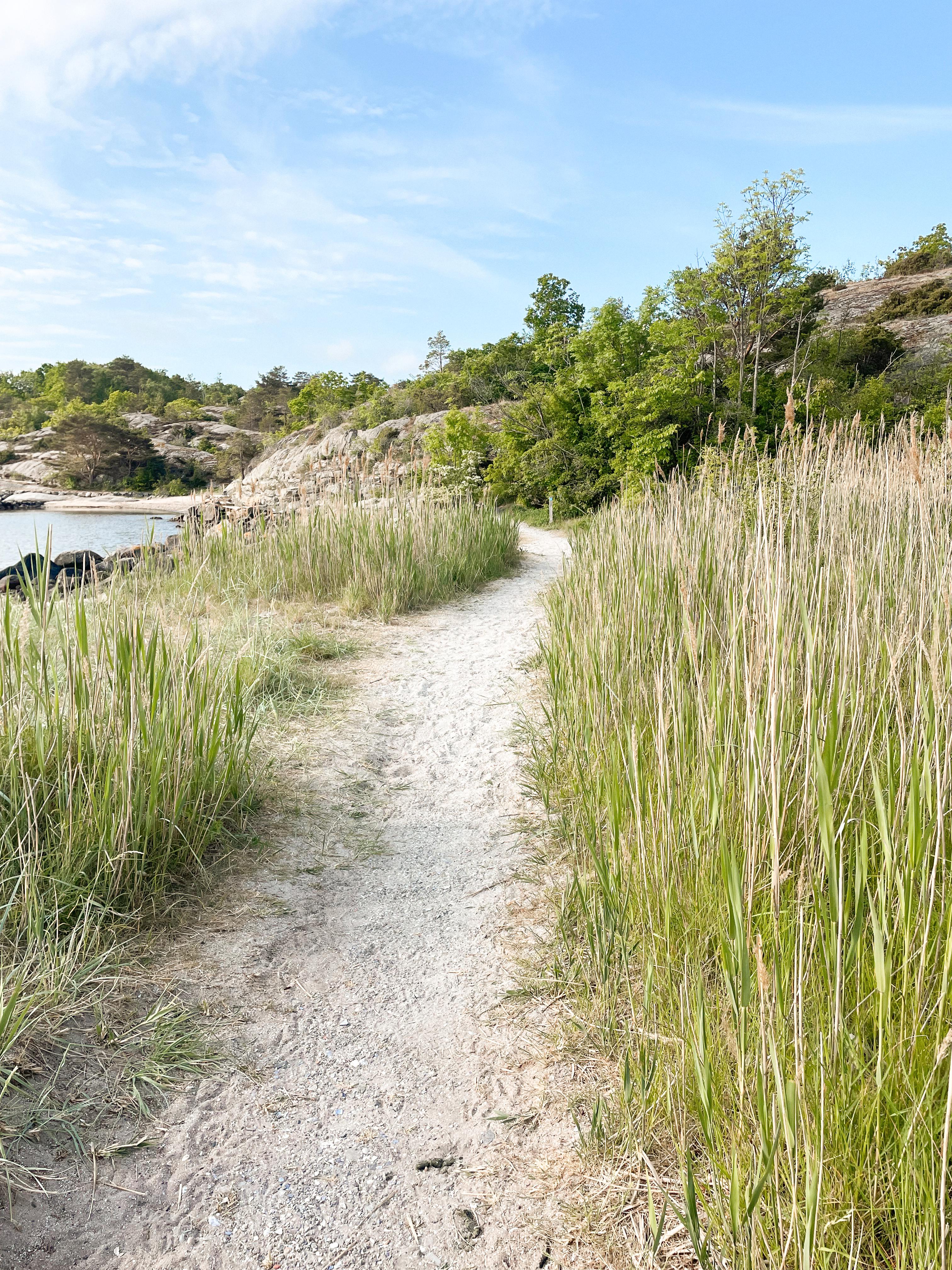 DEN SMALE STI: Langs stranden ved Nästången kan man vandre, og stien går rundt hele øyen. 