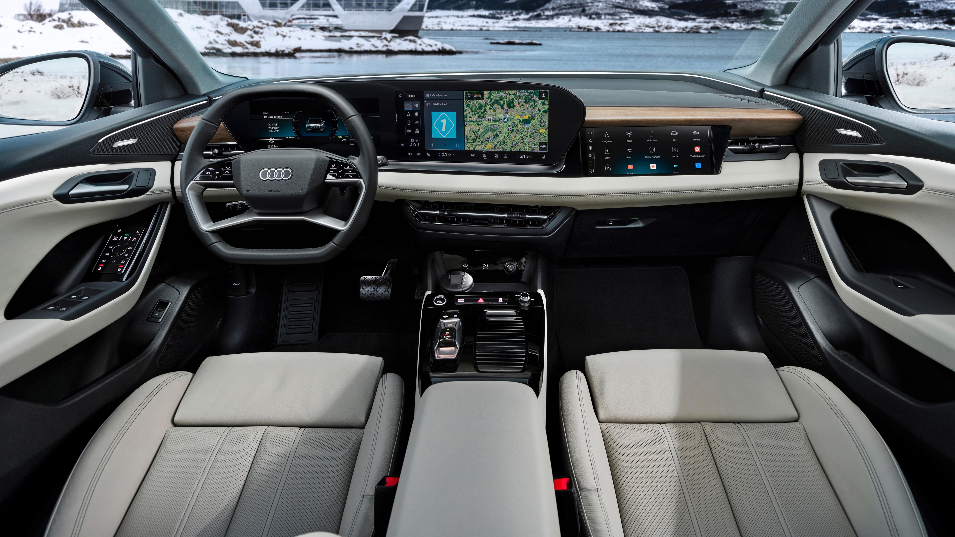 Android Automotive i infotainmentsystemet og mulighet for egen skjerm til passasjeren - med innsynssperre for føreren. 