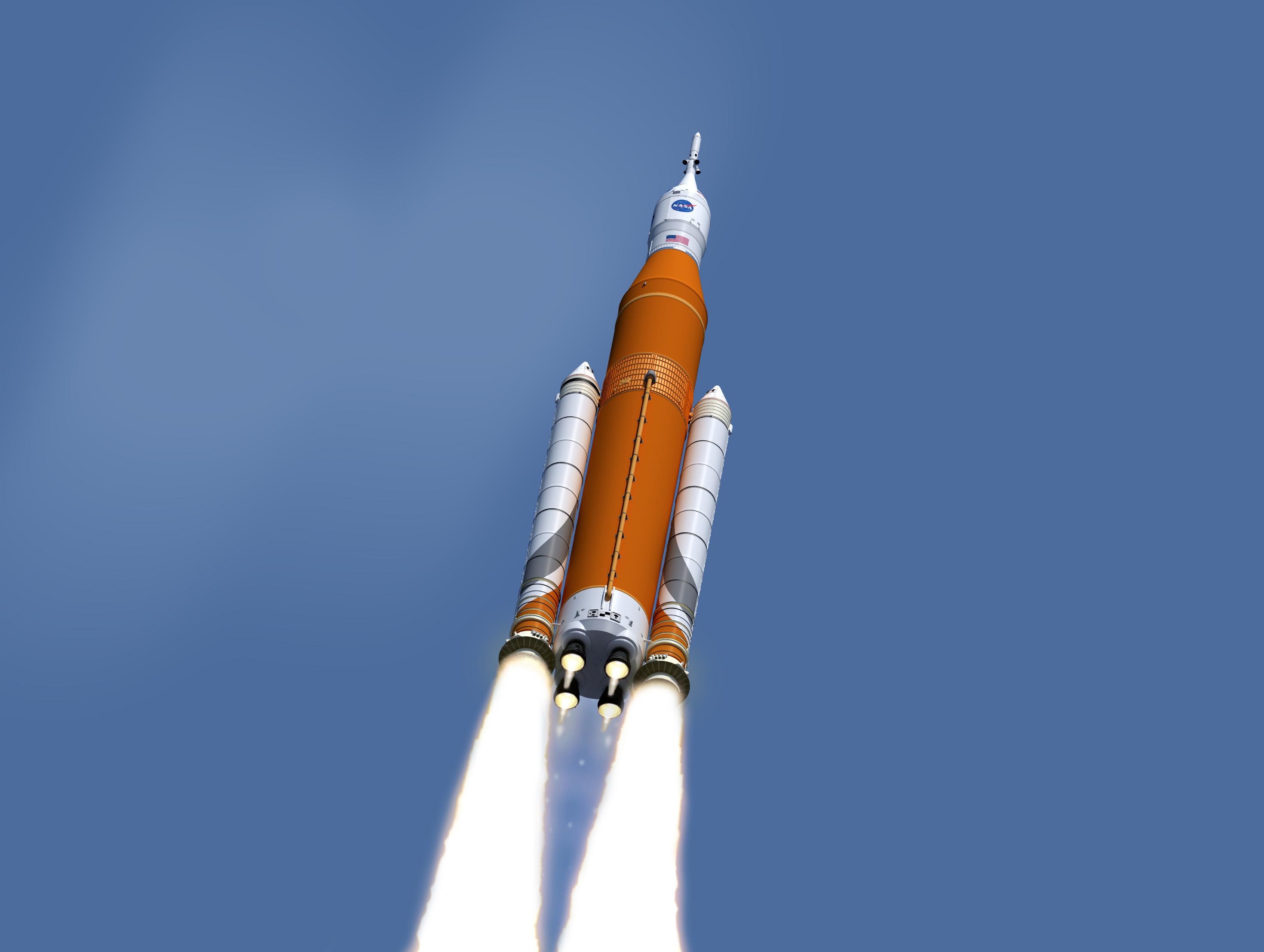 Illustrasjonsbilde av SLS-raketten. Foto: NASA