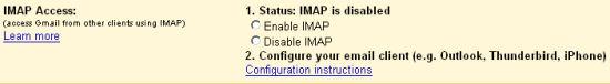 IMAP-innstillinger i Gmail