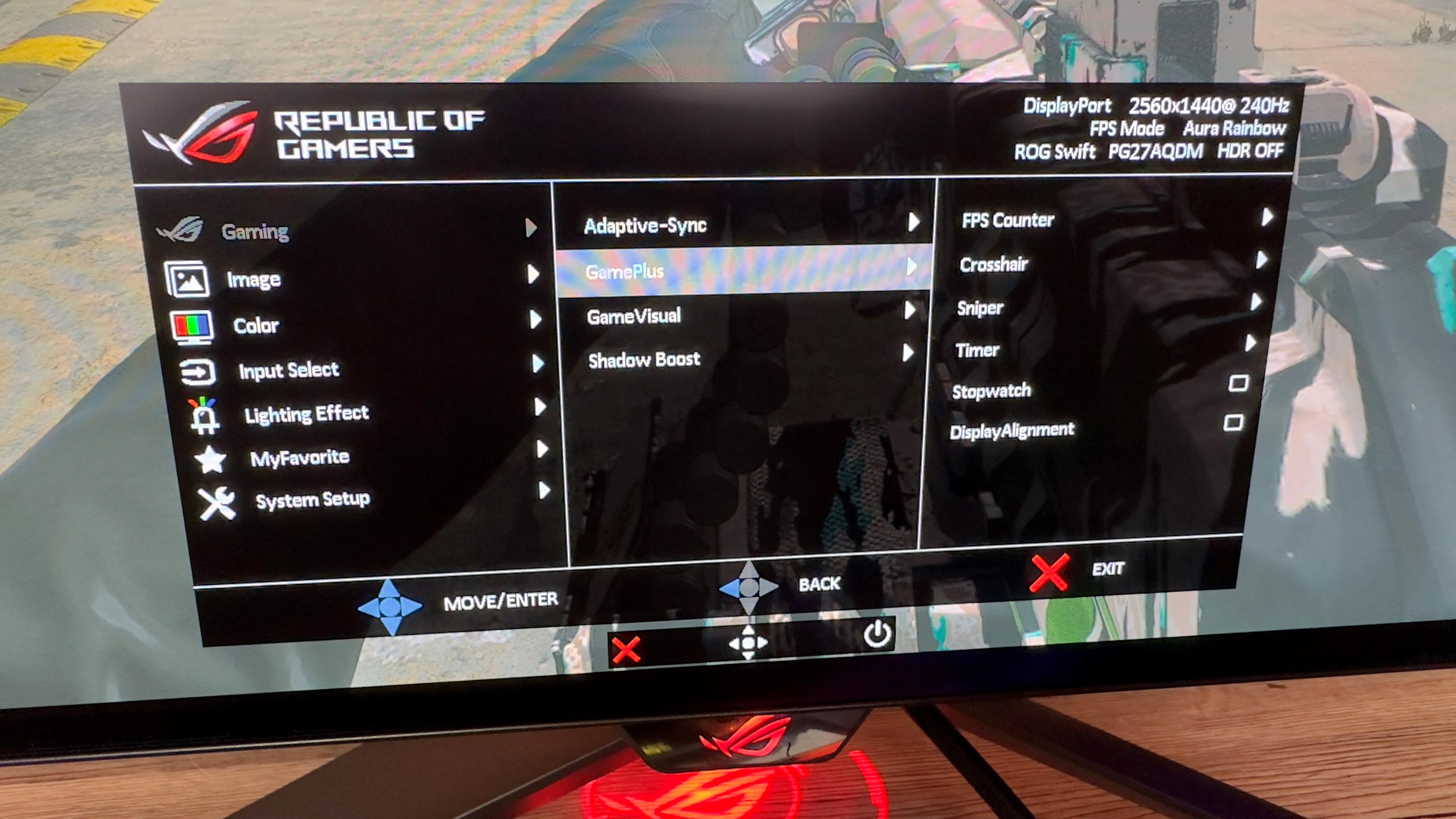 Menyen til skjermen har mange ulike funksjoner gamere kan bruke. 