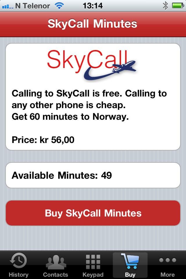 60 minutter med ScyCall koster 54 kroner og kan kjøpes med mobilen.