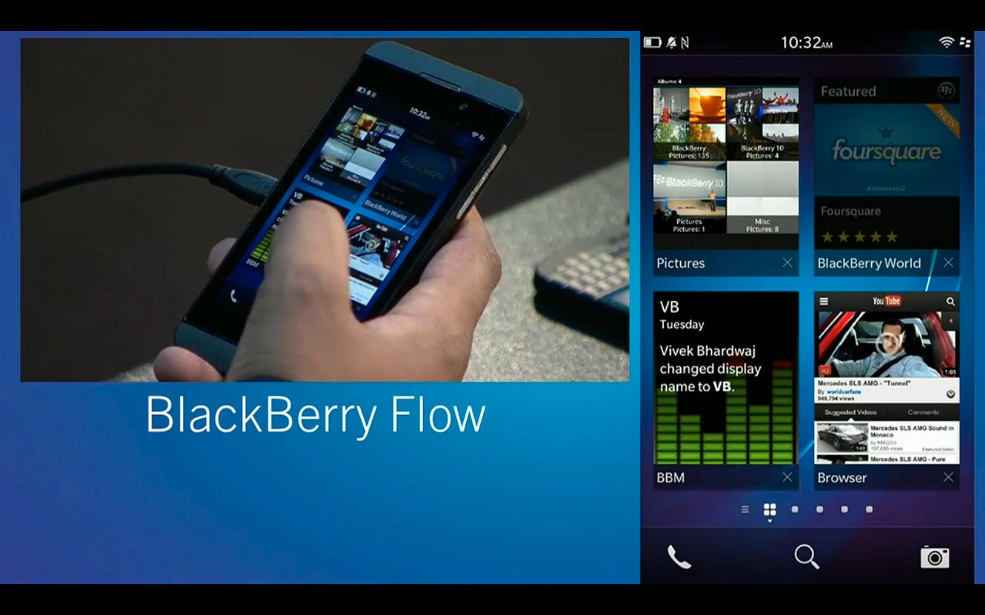 BlackBerry Flow viser deg appene som kjører. Du skal kunne veksle mellom disse uten å måtte via applikasjonsmenyen på telefonen.