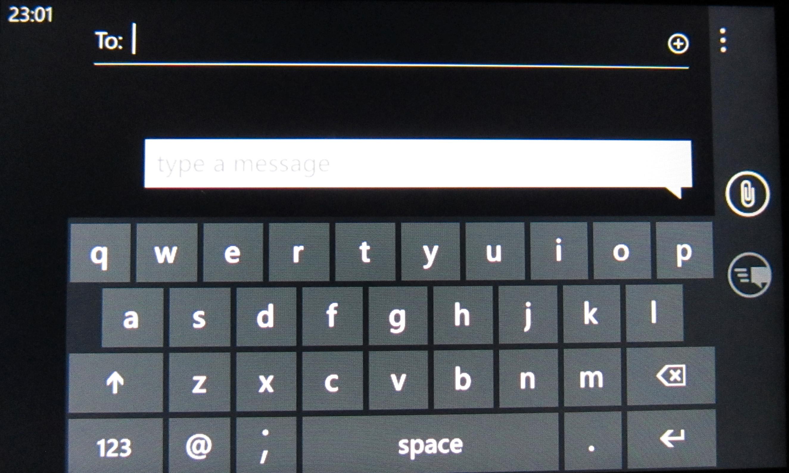 Tastaturet utnytter ikke hele skjermen i landskapsmodus i Windows Phone 7.