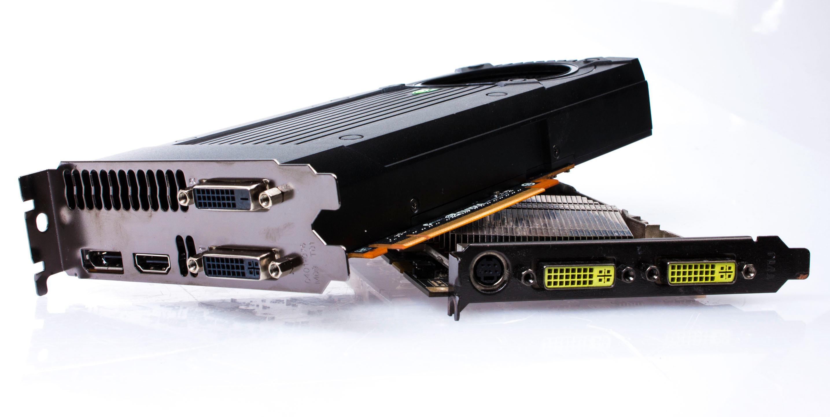 Nvidia GeForce GTX 680 tar så definitivt rotta på det utgamle GeForce 9600-kortet vårt.Foto: Varg Aamo, Hardware.no