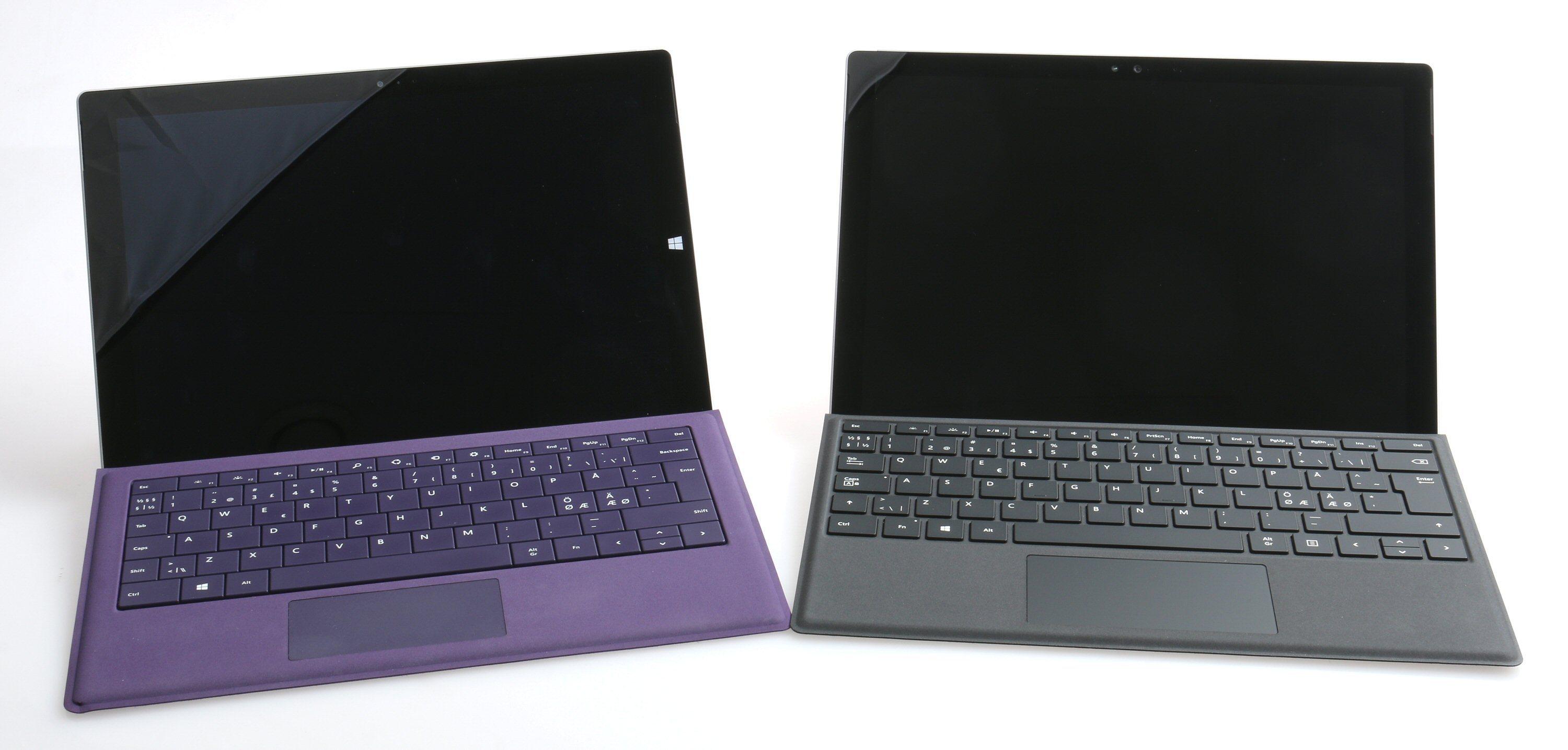 Surface Pro 3 og 4 er ganske så like, og kan bruke hverandres tastaturer og ladere. Foto: Vegar Jansen, Tek.no