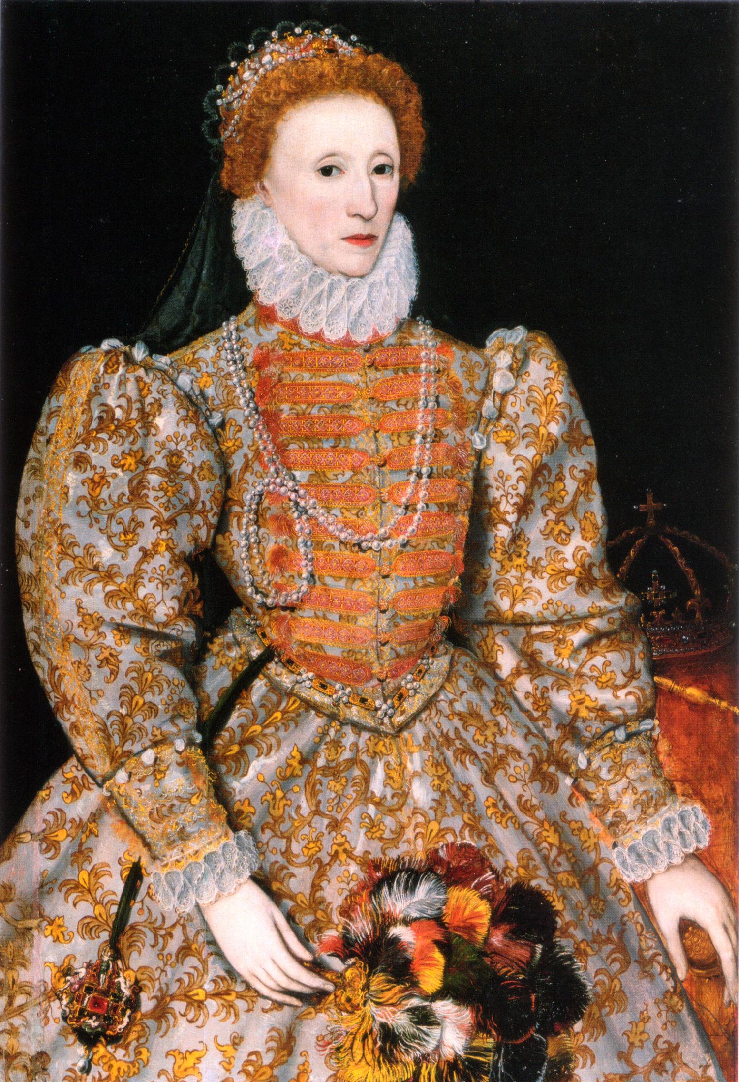 KRITTHVIT: Dronning Elizabeth I ble ofte portrettert, alltid med glatt og hvitt ansikt. Dette er «The Darney Portrait». Foto: Wikipedia