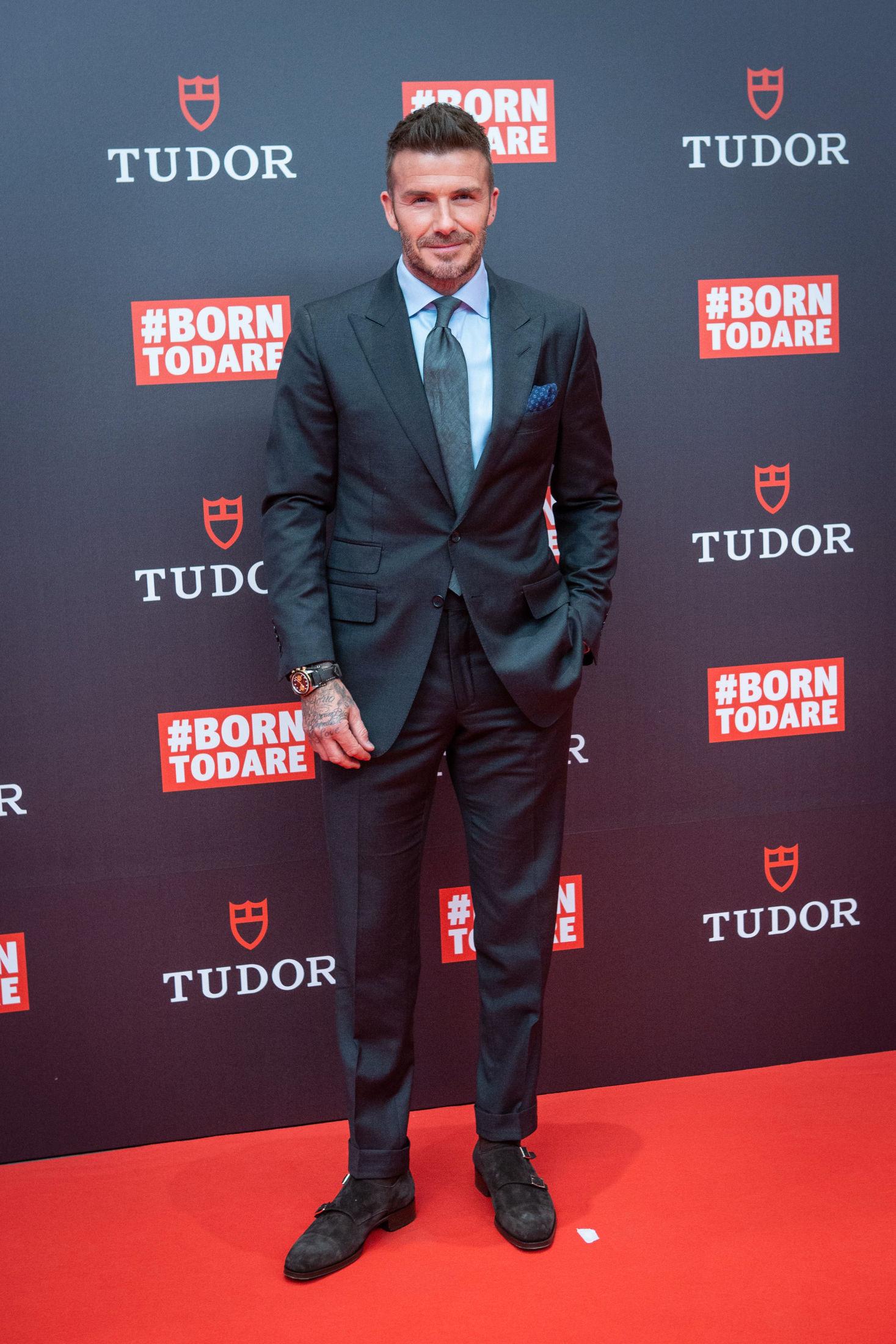 VETERAN: David Beckham under et pressearrangement for klokkeprodusenten Tudor i 2019. Foto: Pablo Cuadra / Getty Images