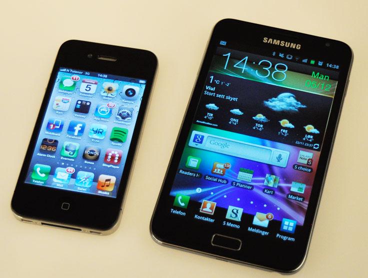 iPhone er for noen på grensen til hvor stor en mobil kan være. Note er ekstremt mye større.