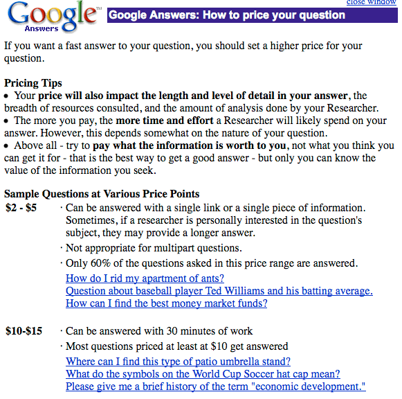 Dette er Googles tips for de som ville prøve deres Answer-tjeneste.