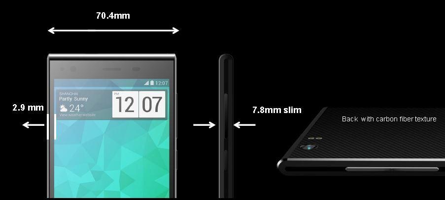 Slik presenterer ZTE telefonen Blade Vec 4G. Høyden er 142,3 mm.