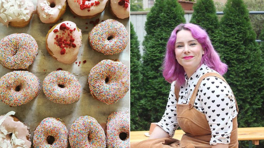 FARGERIK: Talor Browne er glad i farger i både håret og på donutsene. Foto: Instagram/@frydoslo / Camilla Christensen