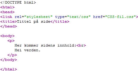 Slik ser koden som nettleseren din tolker ut.