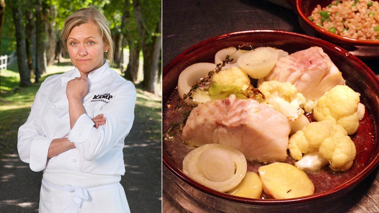 ENKELT: Kokk Heidi Bjerkan gjør det enkelt, men godt når hun skal lage mat til seg selv på hverdager. Fisk og grønnsaker rett i ovnen er både kjapp og sunn middag. Foto: TV2/Heidi Bjerkan