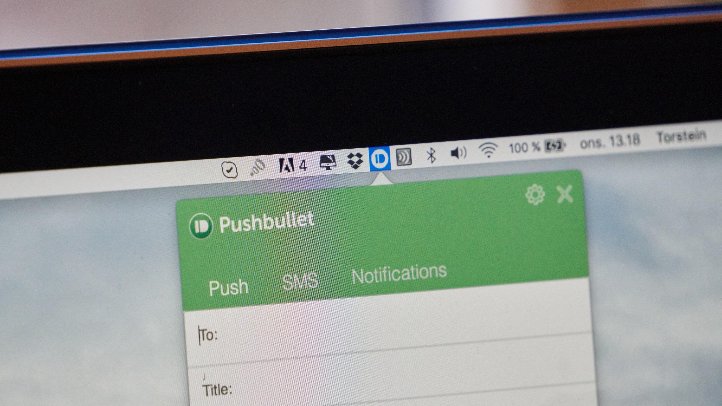 Pushbullet kan fås som app til Mac OS X, og kan da hentes ned fra en liten nedtrekksmeny i menylinjen.
