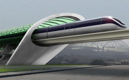 Konsept-tegning av Aeromovel, et system Elon Musk mener ligner på hans Hyperloop.